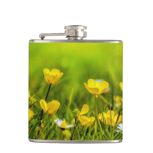 Frühlingsblumen Hintergrund Flachmann (Vorderseite)