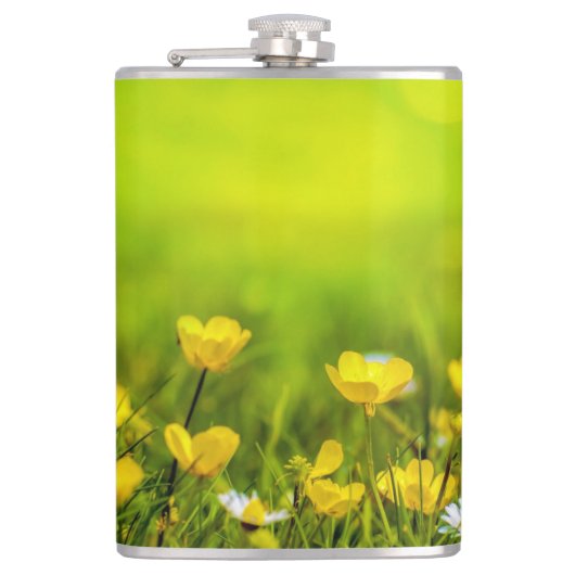 Frühlingsblumen Hintergrund Flachmann (Vorderseite)