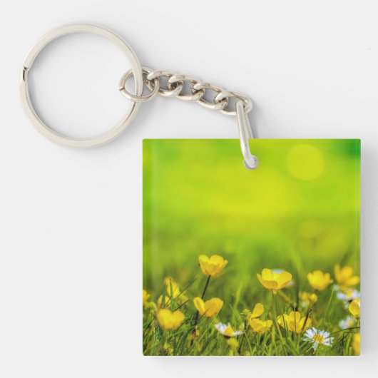 Frühlingsblumen Hintergrund Schlüsselanhänger (Vorderseite)