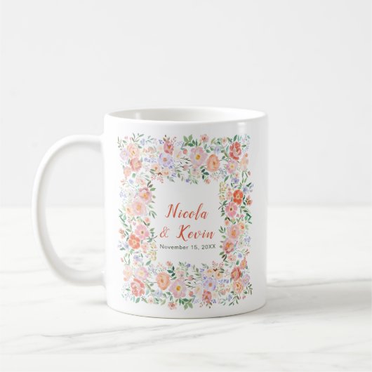 Frühlingsblumen Hochzeit Kaffeetasse (Links)