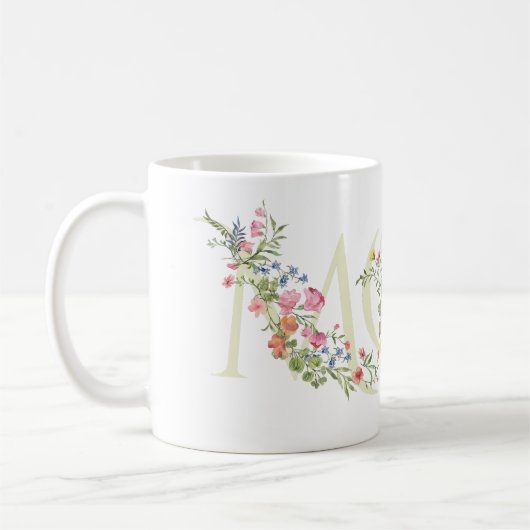 Frühlingsblumen Hübsche MAMA Muttertag Kaffeetasse (Links)