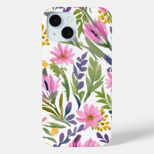 Frühlingsblumen | Hübsche Pastell Floral Wasserfar Case-Mate iPhone Hülle (Rückseite)