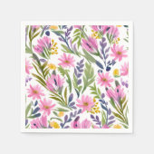 Frühlingsblumen | Hübsche Pastell Floral Wasserfar Serviette (Vorderseite)