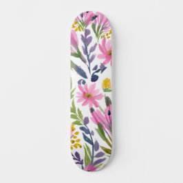 Frühlingsblumen | Hübsche Pastell Floral Wasserfar Skateboard