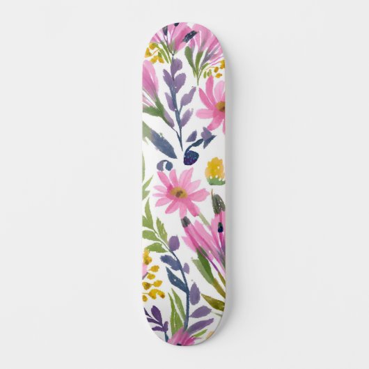 Frühlingsblumen | Hübsche Pastell Floral Wasserfar Skateboard (Vorderseite)