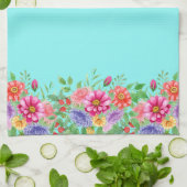 Frühlingsblumen im Aquamarinen Hintergrund Geschirrtuch (Gefaltet)