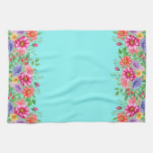 Frühlingsblumen im Aquamarinen Hintergrund Geschirrtuch (Horizontal)