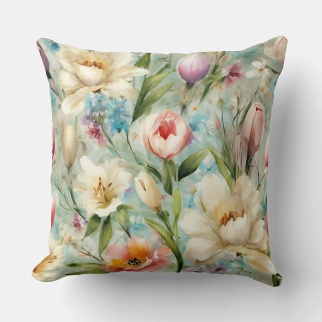 Frühlingsblumen im Stil des Impressionismus Kissen (Vorderseite)