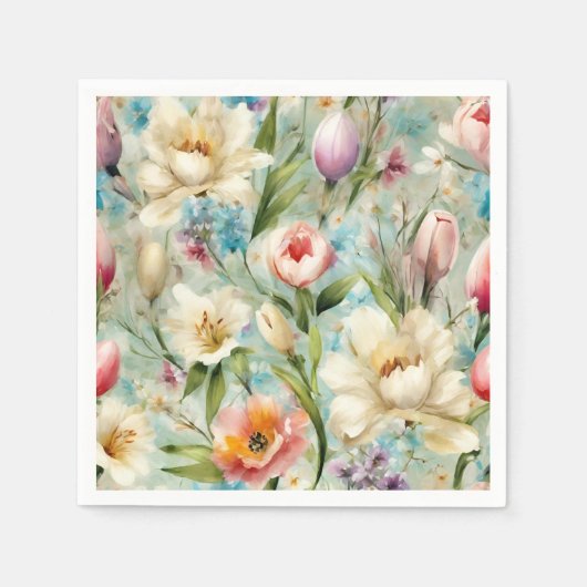 Frühlingsblumen im Stil des Impressionismus Serviette (Vorderseite)
