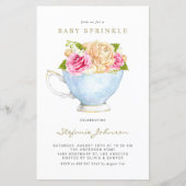 Frühlingsblumen im Teacup Baby Sprinkle Einladung (Vorderseite)