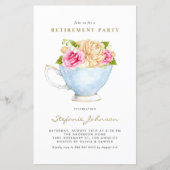 Frühlingsblumen im Teacup Pensionseinladung (Vorderseite)