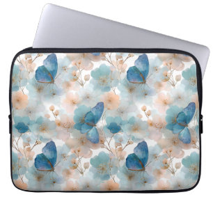 Frühlingsblumen im Vintage-Stil & blauer Schmetter Laptopschutzhülle