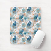 Frühlingsblumen im Vintage-Stil & blauer Schmetter Mousepad (Mit Mouse)