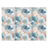 Frühlingsblumen im Vintage-Stil & blauer Schmetter Tischdecke (Vorderseite (Horizontal))