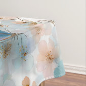 Frühlingsblumen im Vintage-Stil & blauer Schmetter Tischdecke (Beispiel)