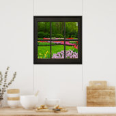 Frühlingsblumen Imitate Fenster Illusion 24x24 Sch Poster (Küche)