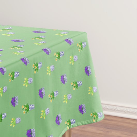 Frühlingsblumen in Chinoiserie Pots Green Tischdecke (Beispiel)