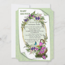 Frühlingsblumen in einem Basket Baby Dusche Einlad Einladung