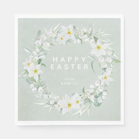 Frühlingsblumen in einem Party mit weißem Blumenkr Serviette (Vorderseite)