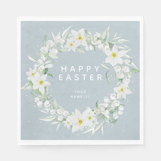 Frühlingsblumen in einem Party mit weißem Blumenkr Serviette (Vorderseite)