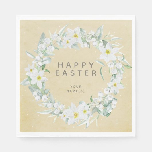 Frühlingsblumen in einem Party mit weißem Blumenkr Serviette (Vorderseite)
