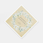 Frühlingsblumen in einem Party mit weißem Blumenkr Serviette (Ecke)