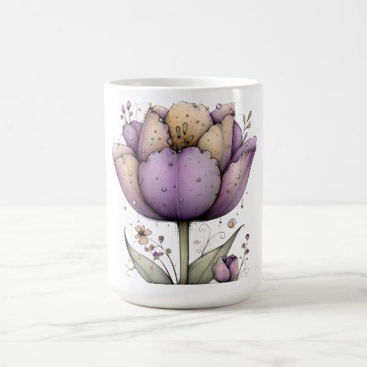 Frühlingsblumen in Lila und Gelb Kaffeetasse (Mittel)