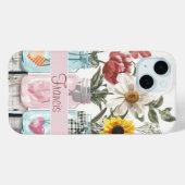Frühlingsblumen in Mason Jar Design mit Namen Case-Mate iPhone Hülle (Rückseite (Horizontal))