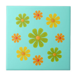 Frühlingsblumen in Orange und Gelb für die Küche Fliese