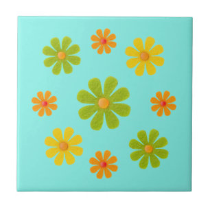 Frühlingsblumen in Orange und Gelb für die Küche Fliese