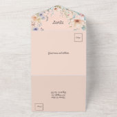 Frühlingsblumen in Pfirsichblau und Rosa All In One Einladung (Außenbereich)