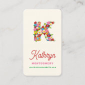 Frühlingsblumen "K" Garden Monogram Visitenkarte (Vorderseite)
