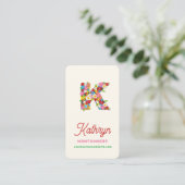 Frühlingsblumen "K" Garden Monogram Visitenkarte (Stehend Vorderseite)