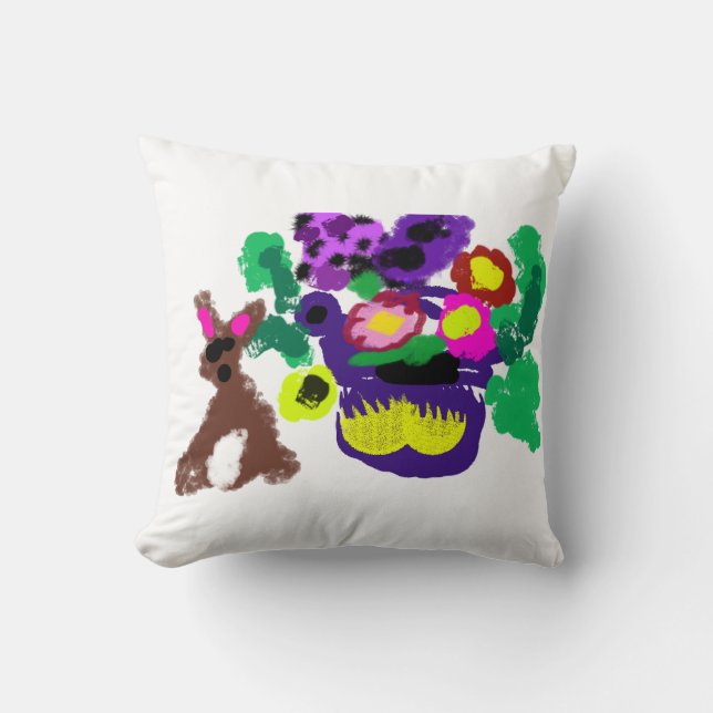 Frühlingsblumen Kaninchen Freude Kissen (Vorderseite)