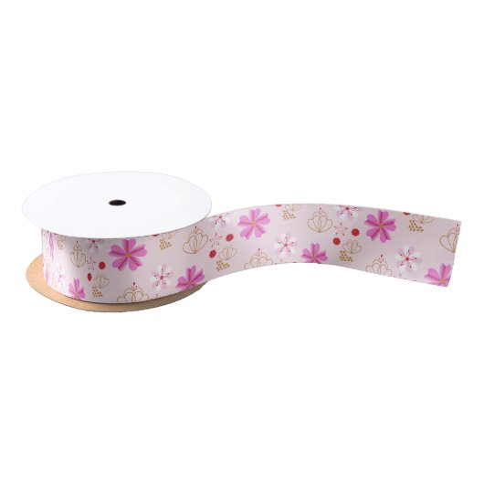 Frühlingsblumen Kirschblossom Pink Blush Satinband (Spule)