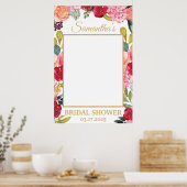 Frühlingsblumen Koralle Peach Burgundy Foto Prop. Poster (Küche)