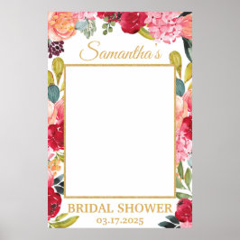 Frühlingsblumen Koralle Peach Burgundy Foto Prop. Poster