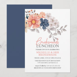Frühlingsblumen Korallenwache Bridesmaids Luncheon Einladung