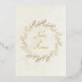 Frühlingsblumen & Kranz-Monogramm - Creme Folieneinladung (Rückseite)