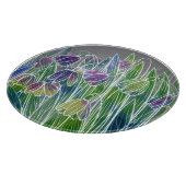 Frühlingsblumen, Kräuter, Aquarellfarben nahtlose  Schneidebrett (Ecke)