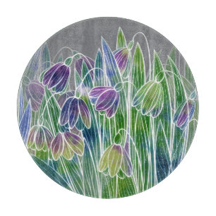 Frühlingsblumen, Kräuter, Aquarellfarben nahtlose Schneidebrett