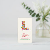 Frühlingsblumen "L" Monogram-Visitenkarte Visitenkarte (Stehend Vorderseite)