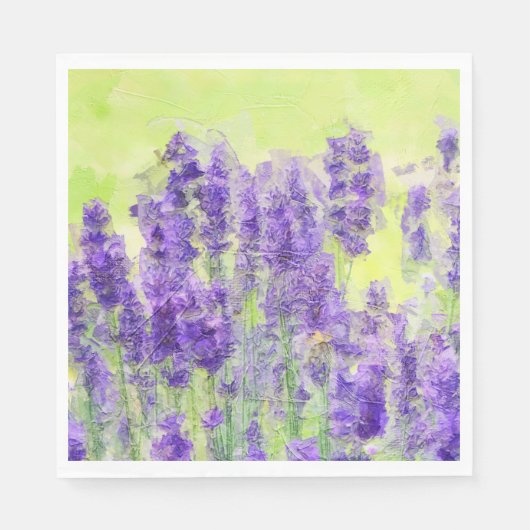 Frühlingsblumen Lavendel Wasserfarbe Blumen Serviette (Vorderseite)