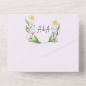 Frühlingsblumen Lavender Daffodils Crocus All In One Einladung (Rückseite)