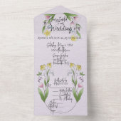 Frühlingsblumen Lavender Daffodils Crocus All In One Einladung (Innen Boden)