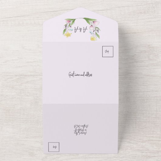 Frühlingsblumen Lavender Daffodils Crocus All In One Einladung (Außenbereich)