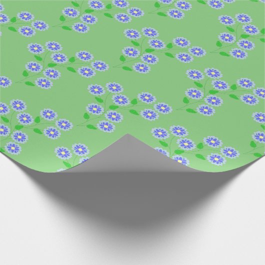 Frühlingsblumen Lila auf grünem Land Geschenkpapier (Ecke)