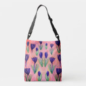 Frühlingsblumen, Lila Crocus Body Bag Tragetaschen Mit Langen Trägern (Rückseite)