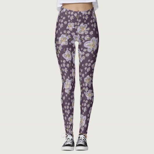 Frühlingsblumen Lila Legierung Leggings (Vorderseite)