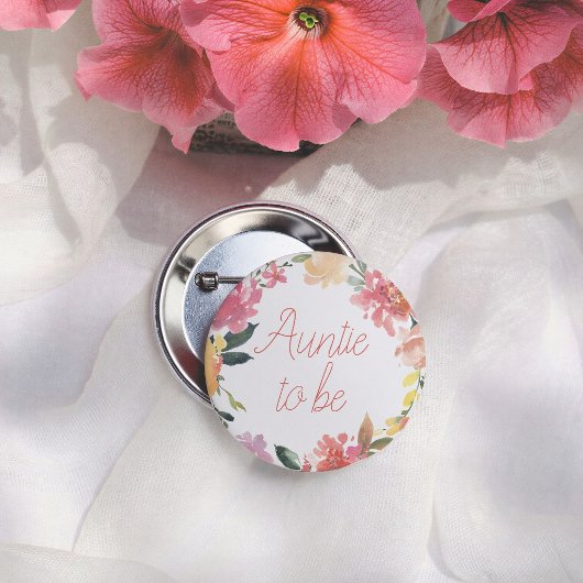 Frühlingsblumen Mädchen Baby Shower Tante in spe Button